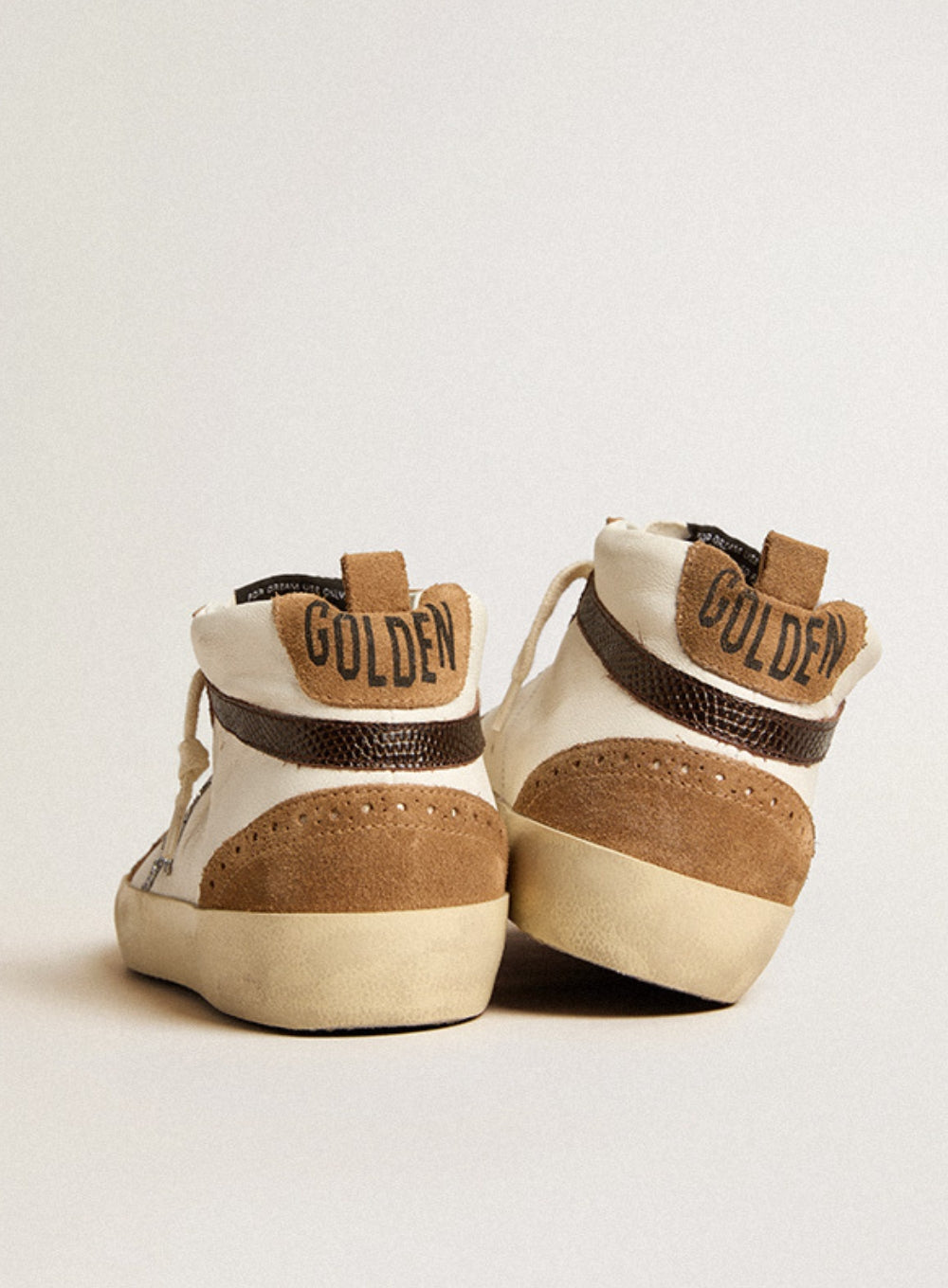 GOLDEN GOOSE | Mid-Star Leather Sneaker With Glitter Star