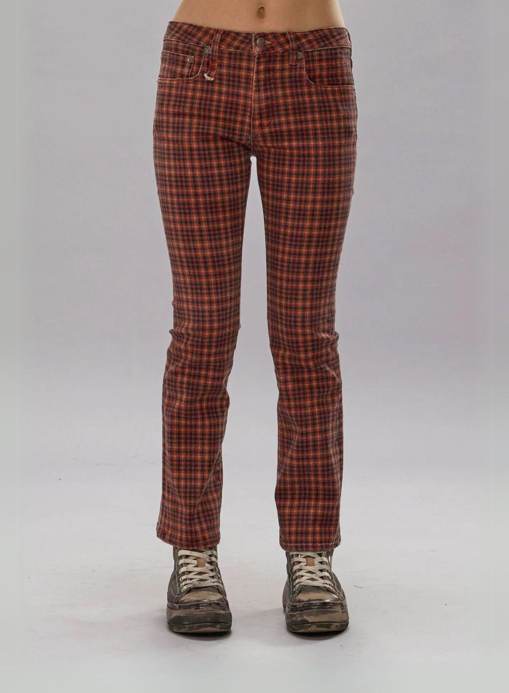 R13 | Kick Fit Auburn Plaid Jean