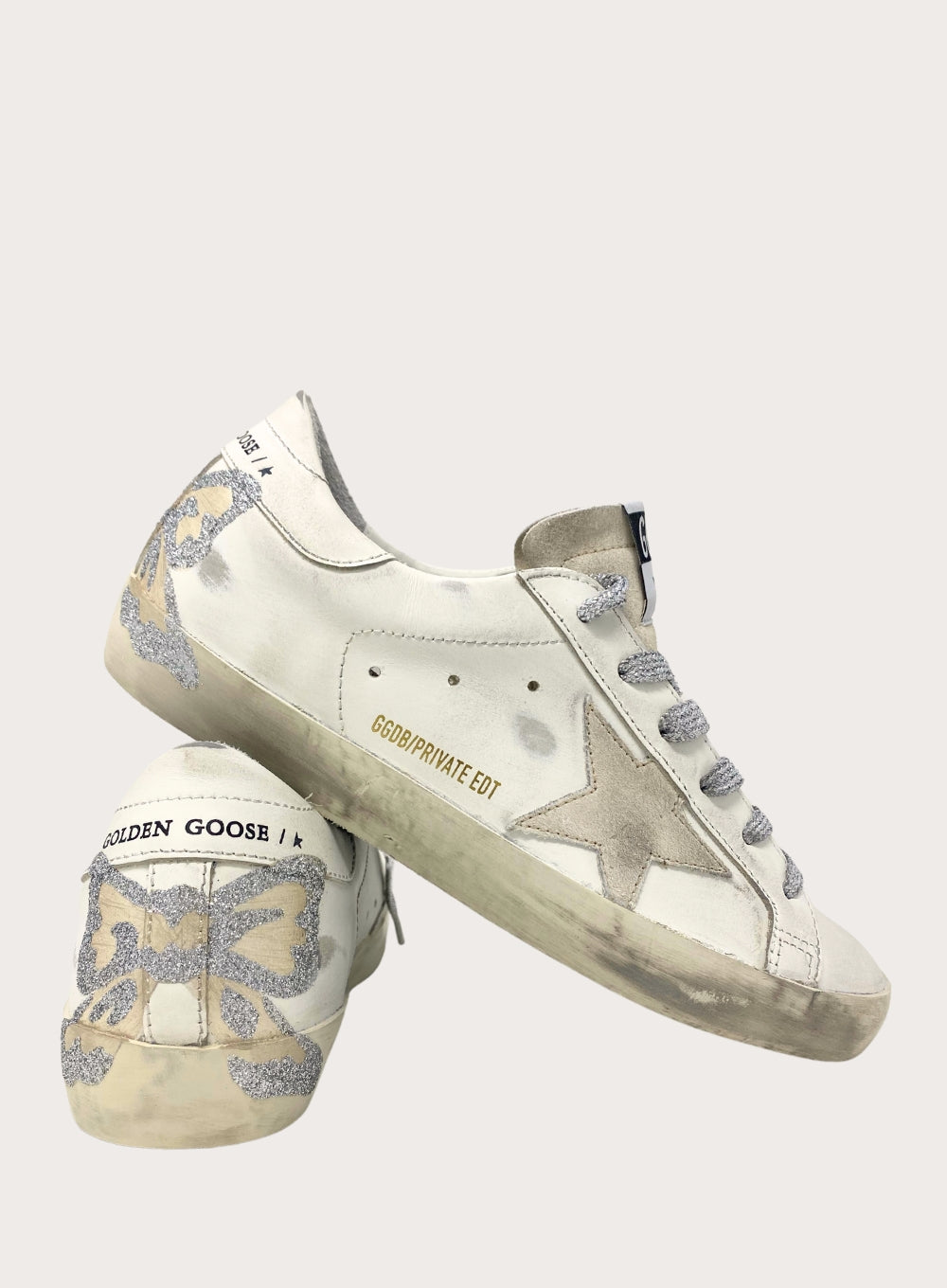 GOLDEN GOOSE | Super-Star Sneaker With Glitter Bow Print Heel