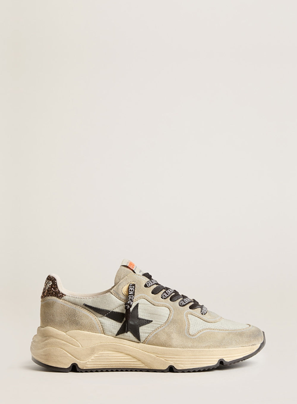 GOLDEN GOOSE | Nylon & Suede Running Sole Sneakers With Glitter Heel