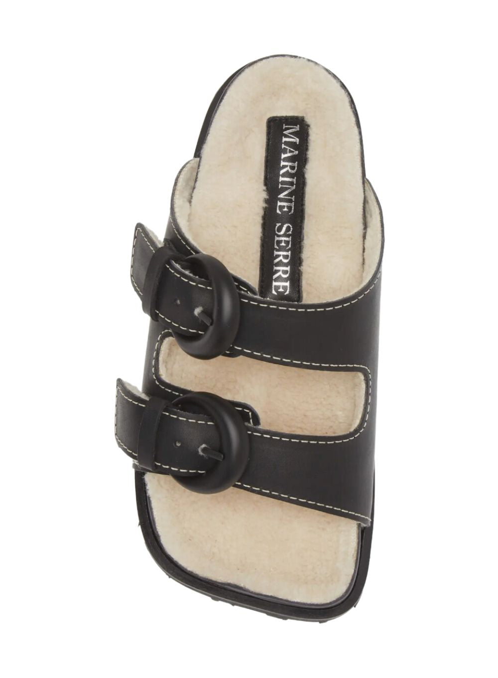 MARINE SERRE | Square Toe Leather Slide Sandals