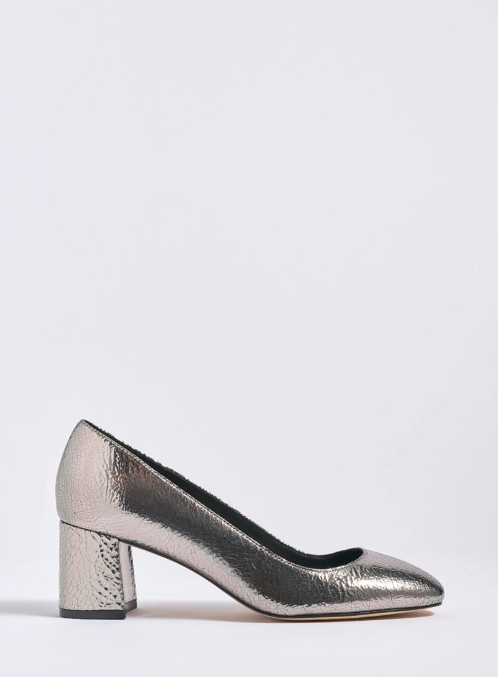 MARION PARKE | Silver Metallic Block Heel Pump 60