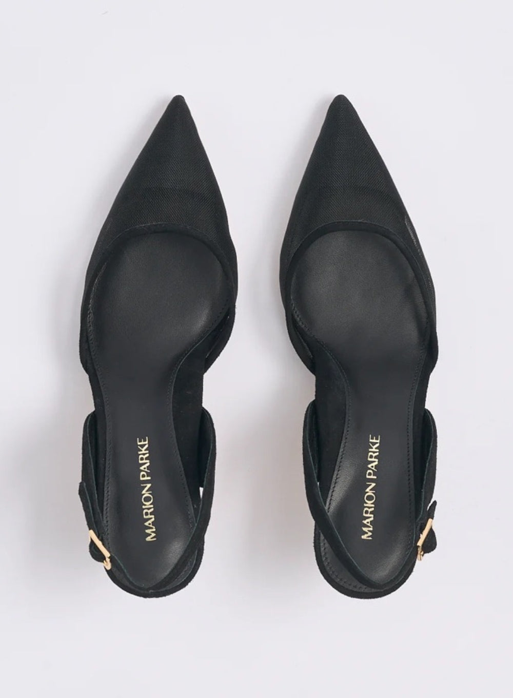 MARION PARKE | Black Mesh Classic Slingback 70