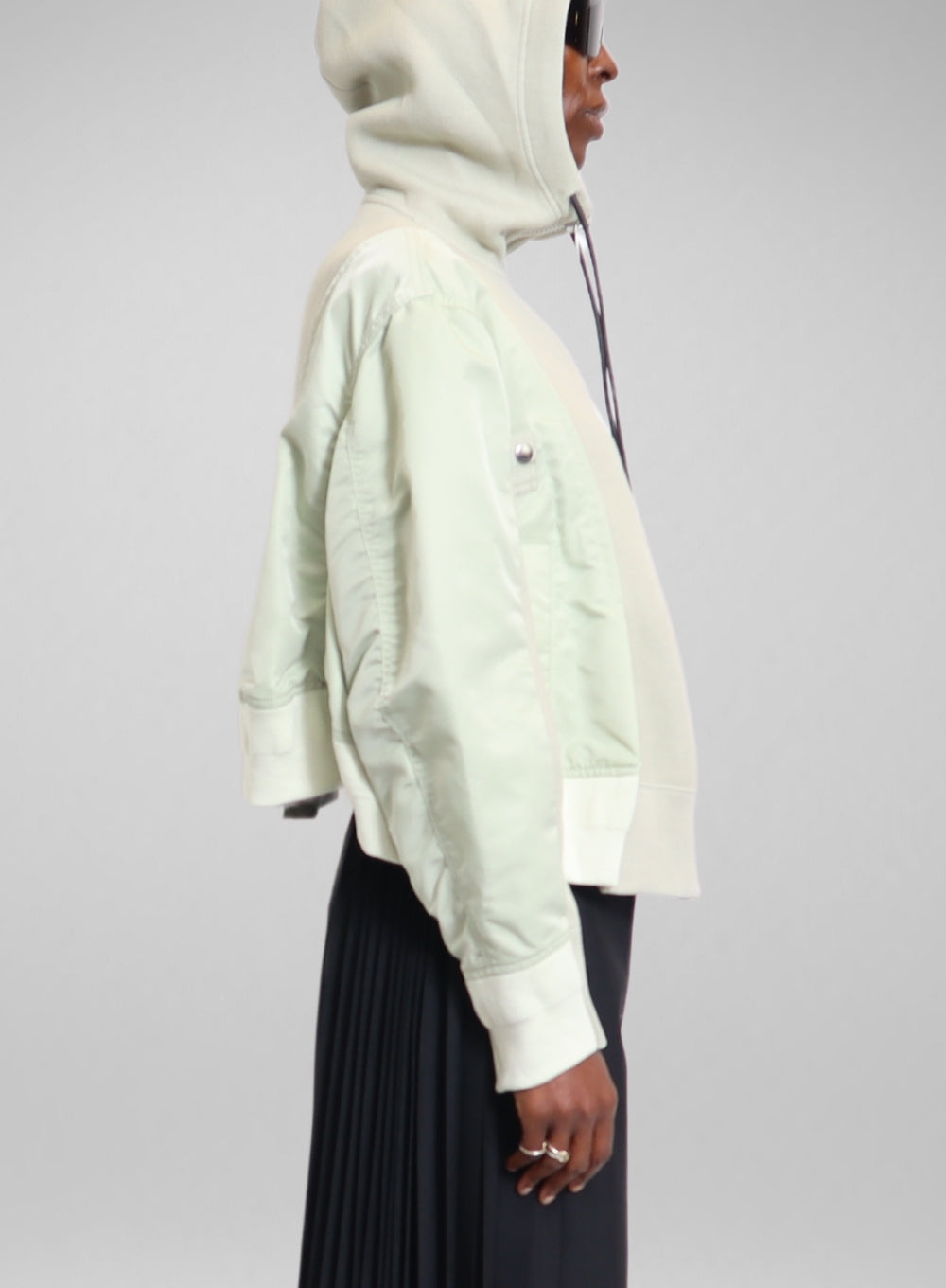 SACAI | Nylon Twill Sponge Sweat Zip-Up Hoodie