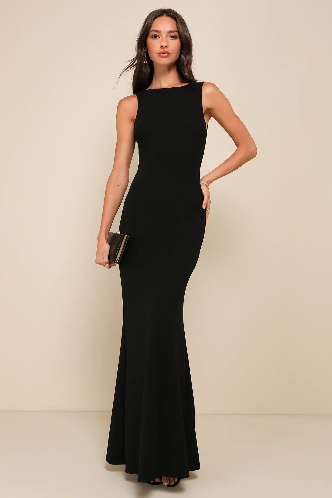 Black sleek maxi dress.