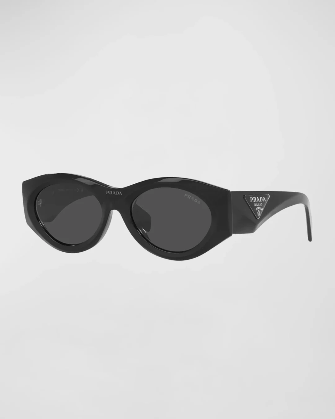 Prada Beveled Logo Acetate Oval Sunglasses 