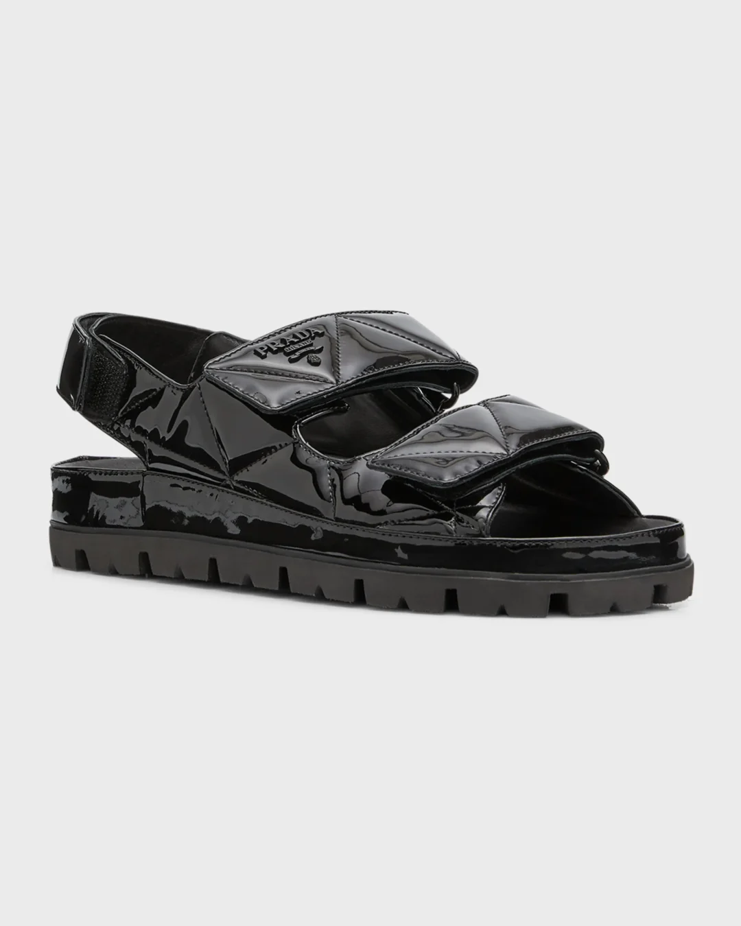 Prada Quilted Patent Slingback Sport Sandals