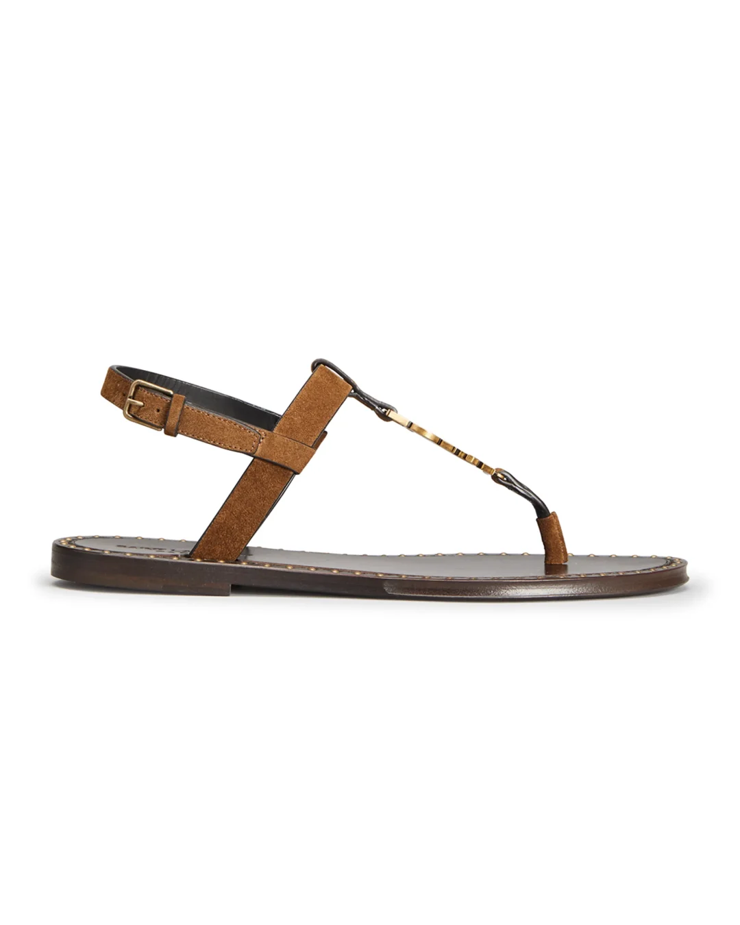 Saint Laurent Leather YSL T-Strap Thong Sandals