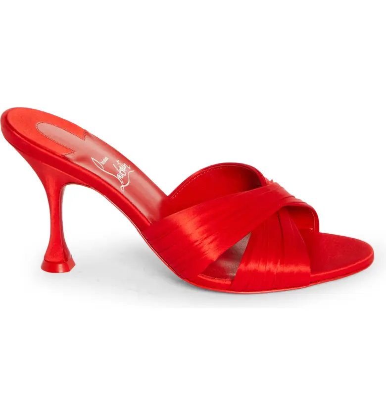 Christian Louboutin Red Satin Nicol is Back Slide Mules