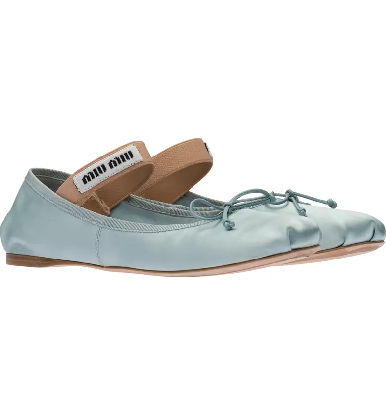 Miu Miu Baby Blue Logo Band Ballet Flats