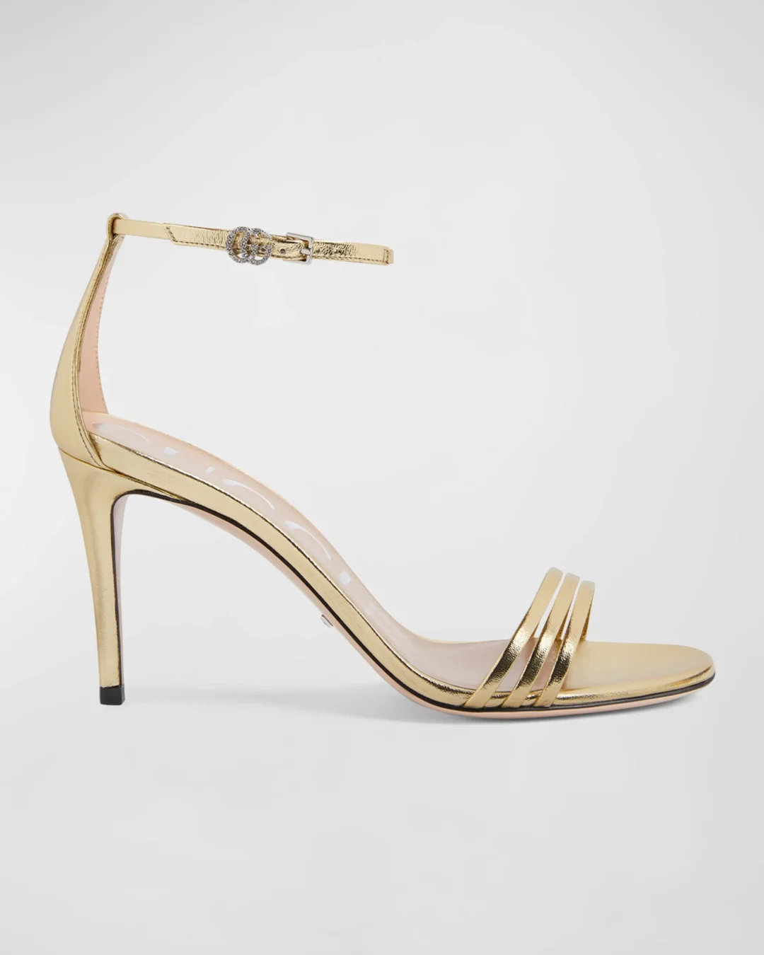 Gucci 85mm Ilse Metallic Leather Sandals