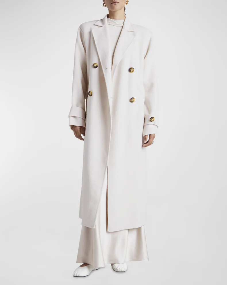 White Splendid x Kate Young Long Cashmere and Wool Coat 