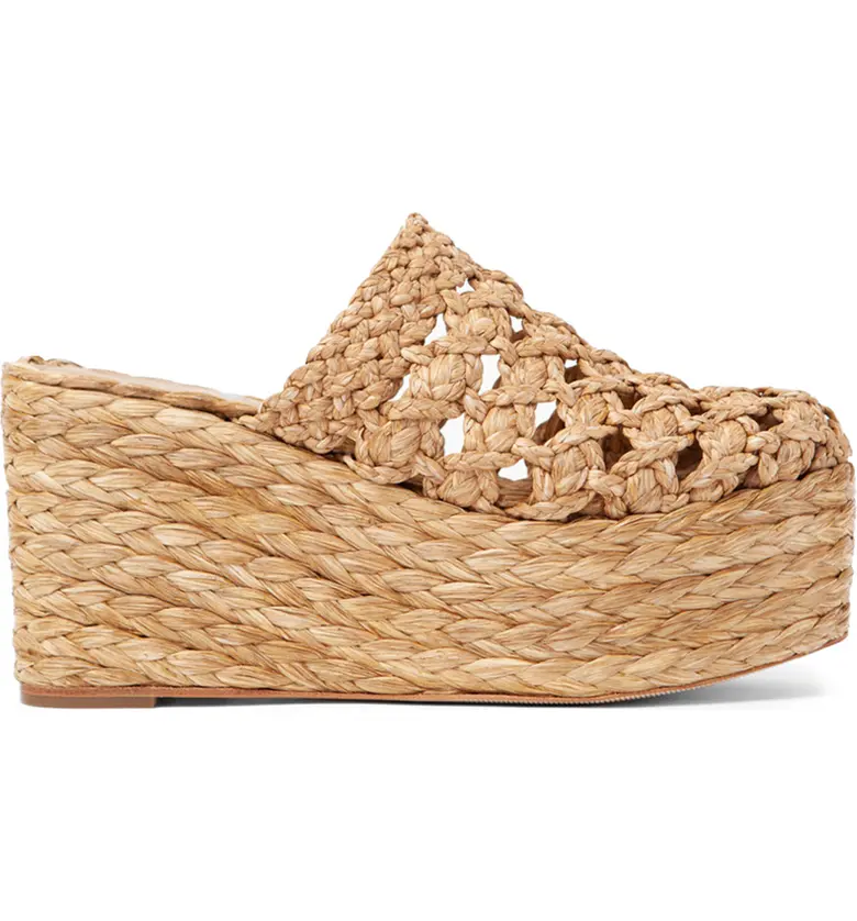 Paloma Barcelo Nude Hanna Raffia Platform Clogs