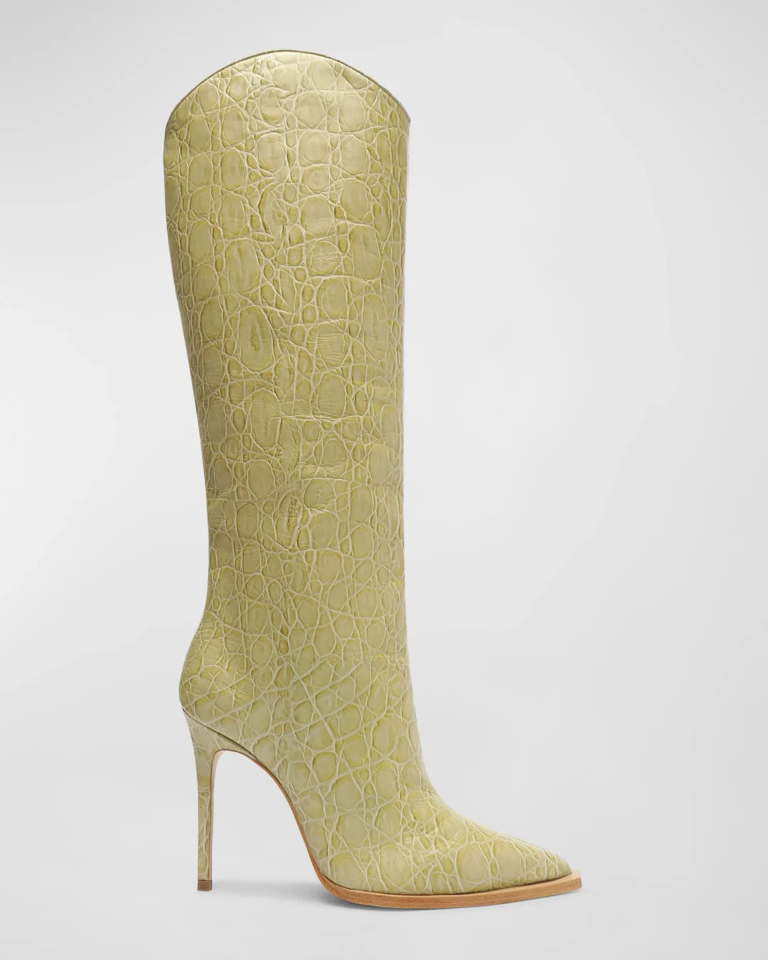 Schutz Green Maryana Embossed Tall Stiletto Boots
