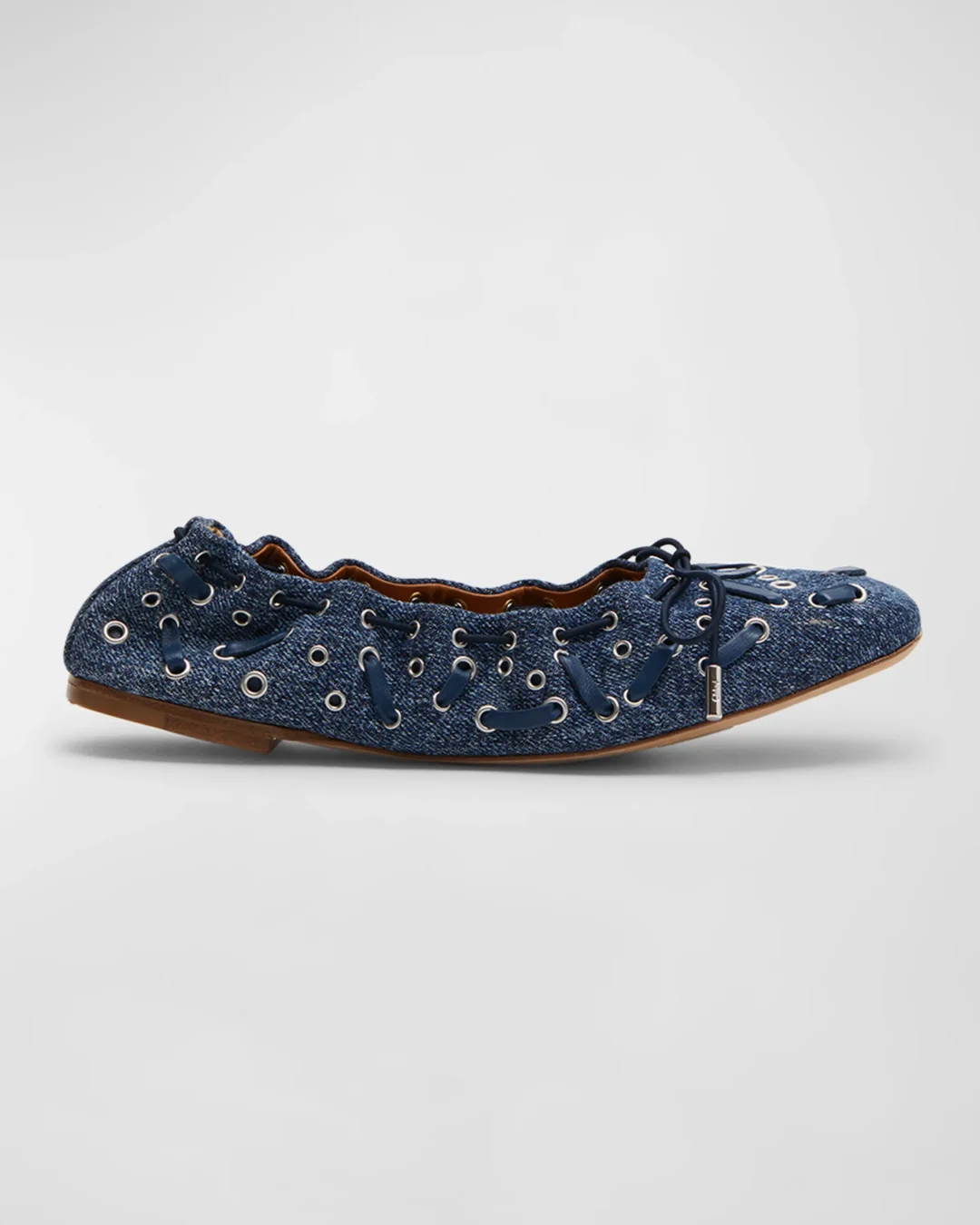 Chloé Oracia Grommet Denim Ballerina Flats