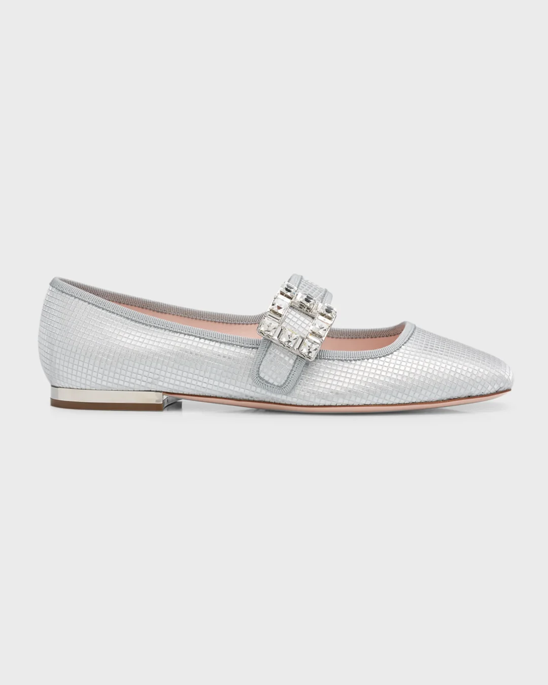 Roger Viver Metallic Mary Jane Crystal Ballerina Flats