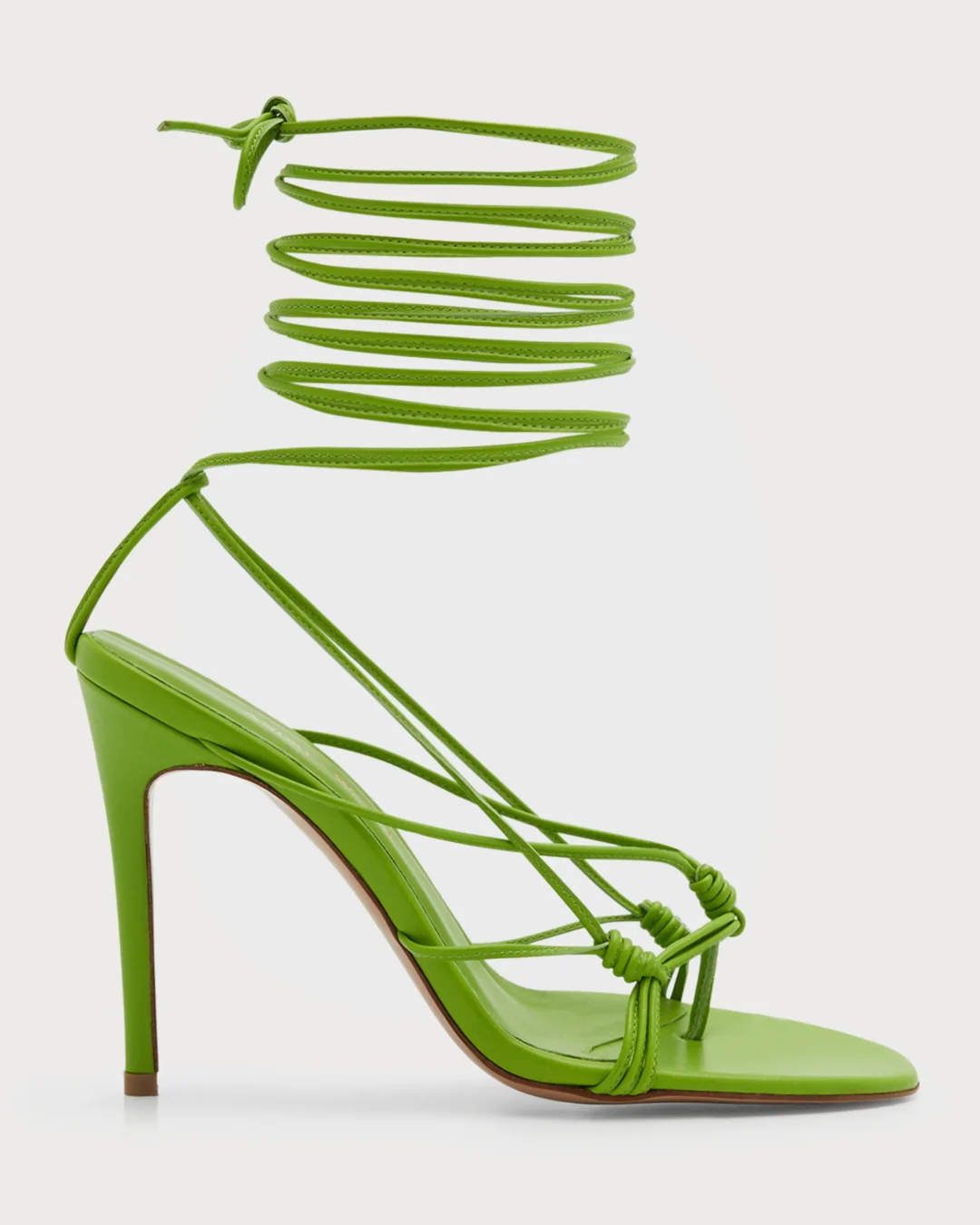 Andrea Wazen Green Mandaloun Ankle-Wrap Sandals