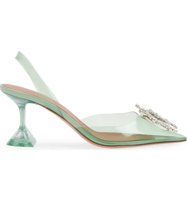 Amina Muaddi Begum Glass Pointed Toe Slingback Pump