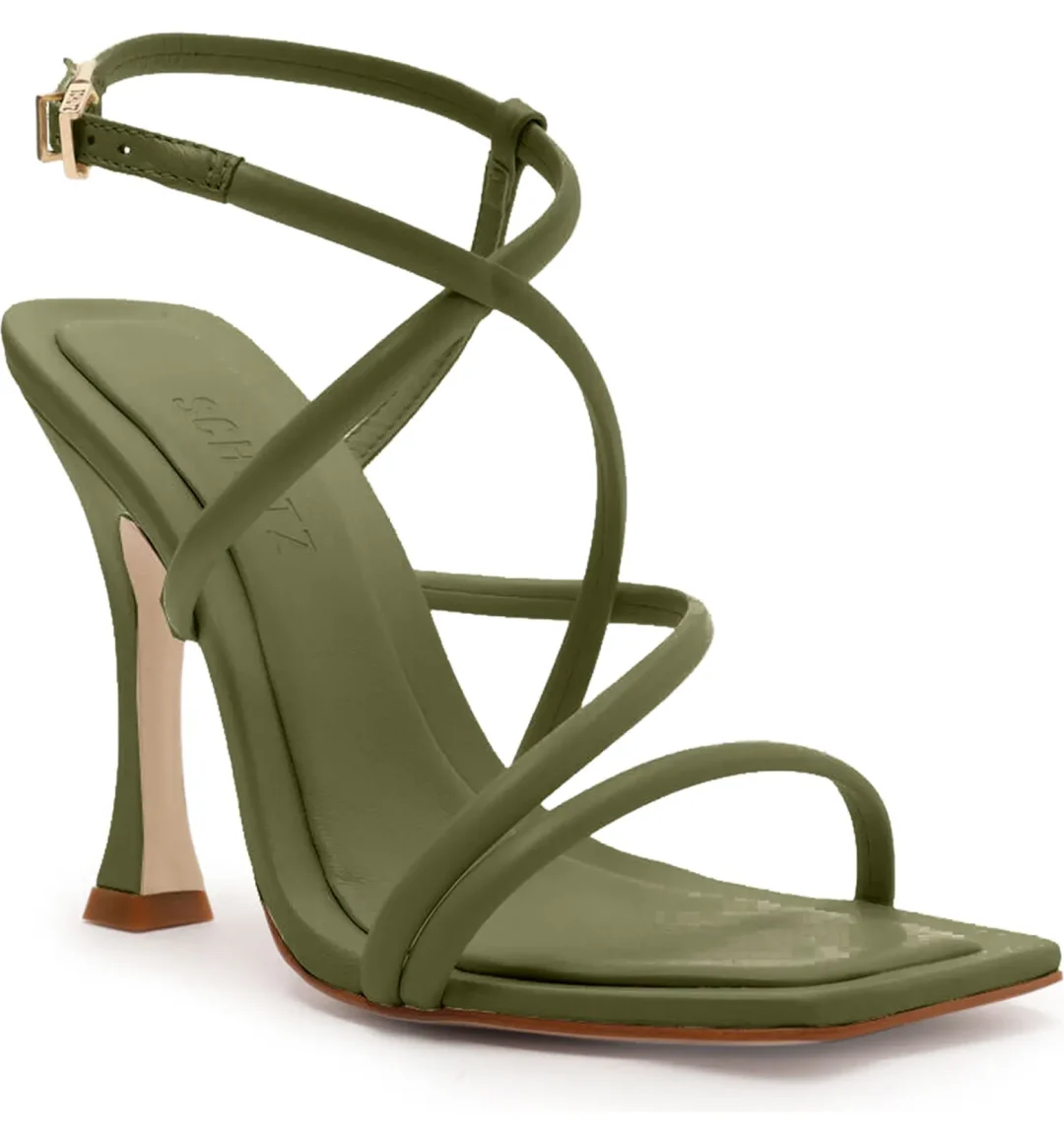 Army green strappy sandals