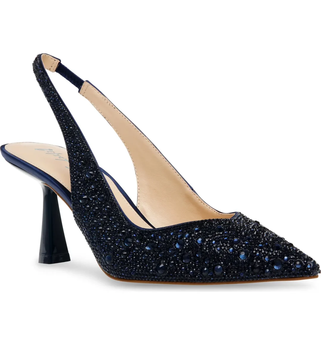 Navy heels with shining sequins