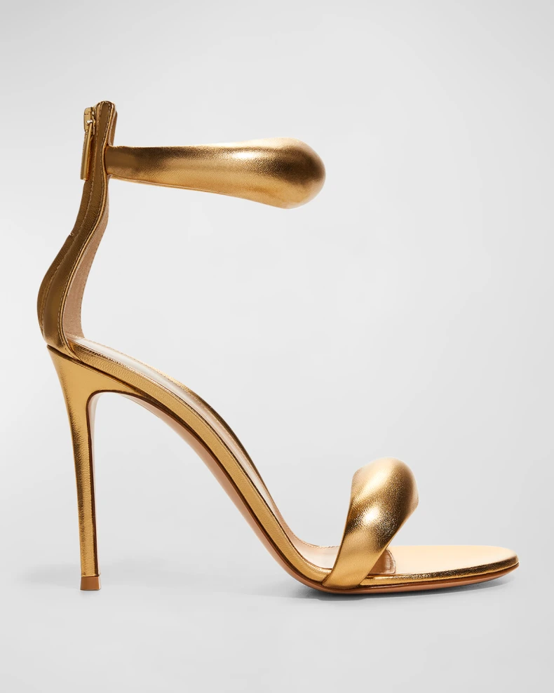Gianvito Rossi Metallic Napa Ankle-Cuff Stiletto Sandals