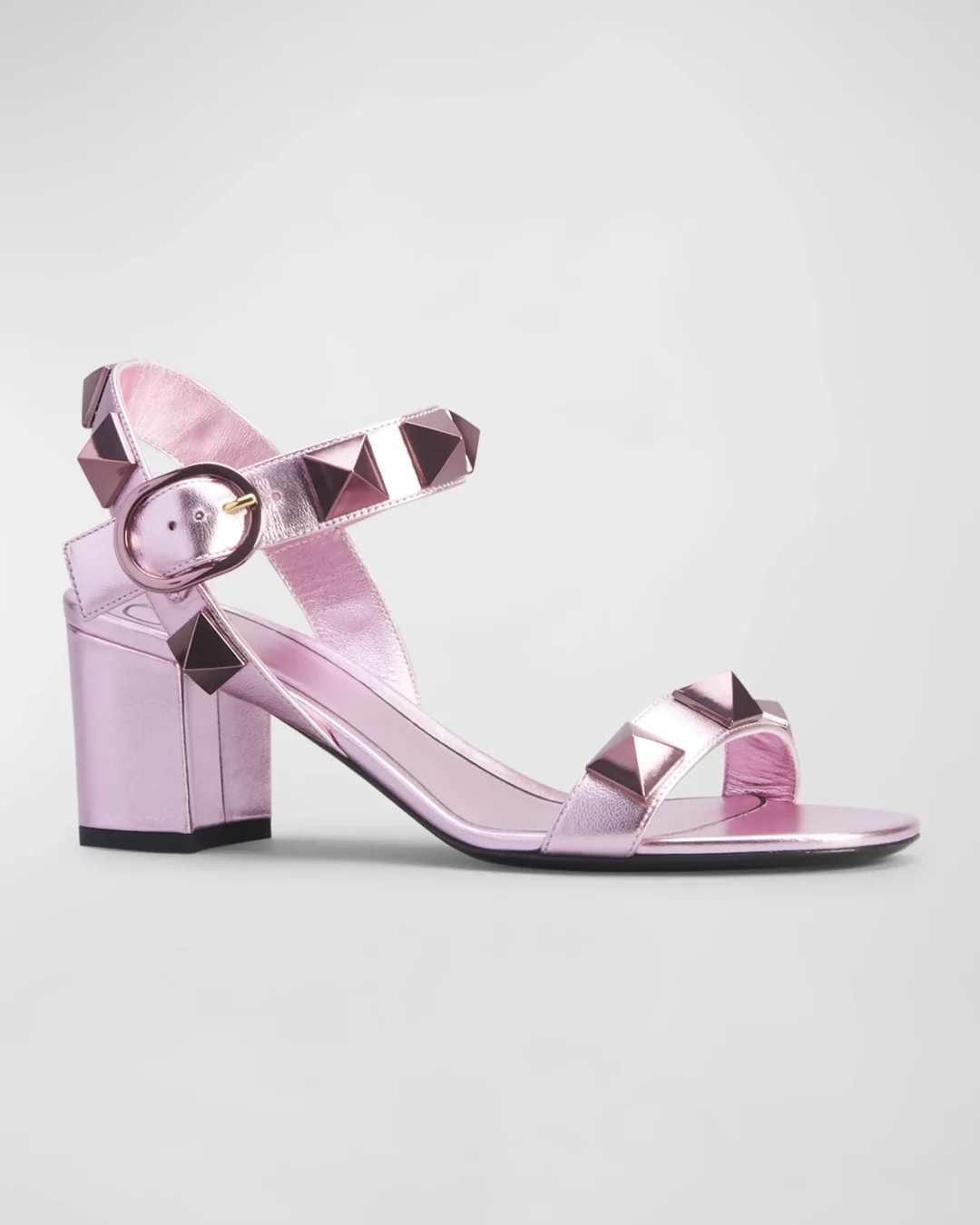 Valentino Garavani Roman Stud Metallic Ankle-Strap Sandals