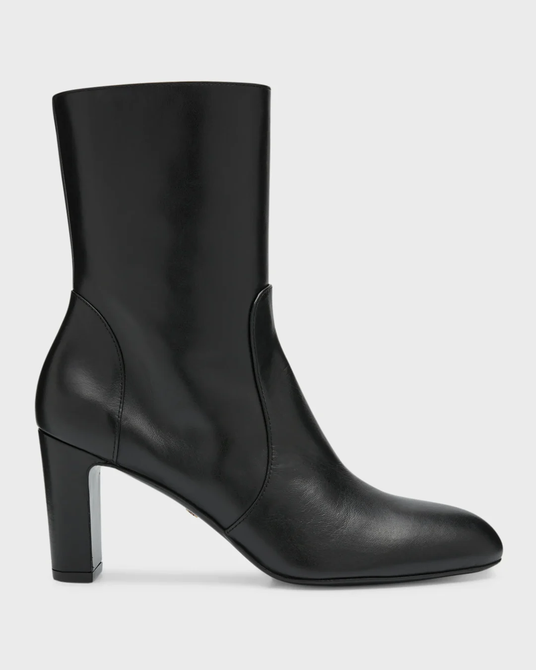 Stuart Weitzman Vida Leather Block-Heel Booties