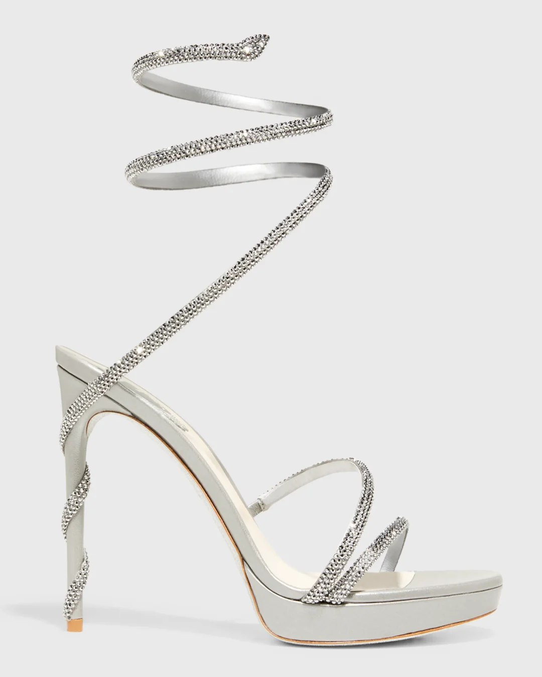 Rene Caovilla Strass Snake-Wrap Platform Sandals 