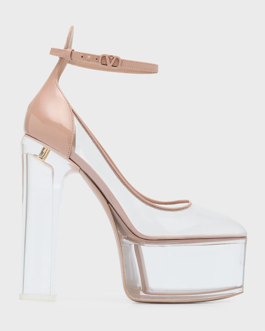 Valentino Garavani Tan-go Clear Ankle-Strap Platform Sandals