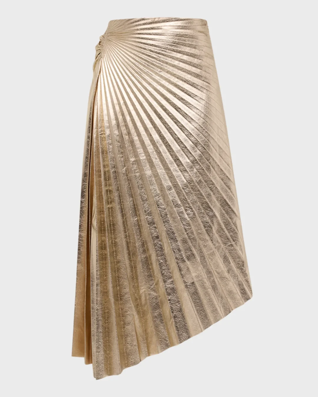 A.L.C. Tori Pleated Metallic Vegan Leather Midi Skirt