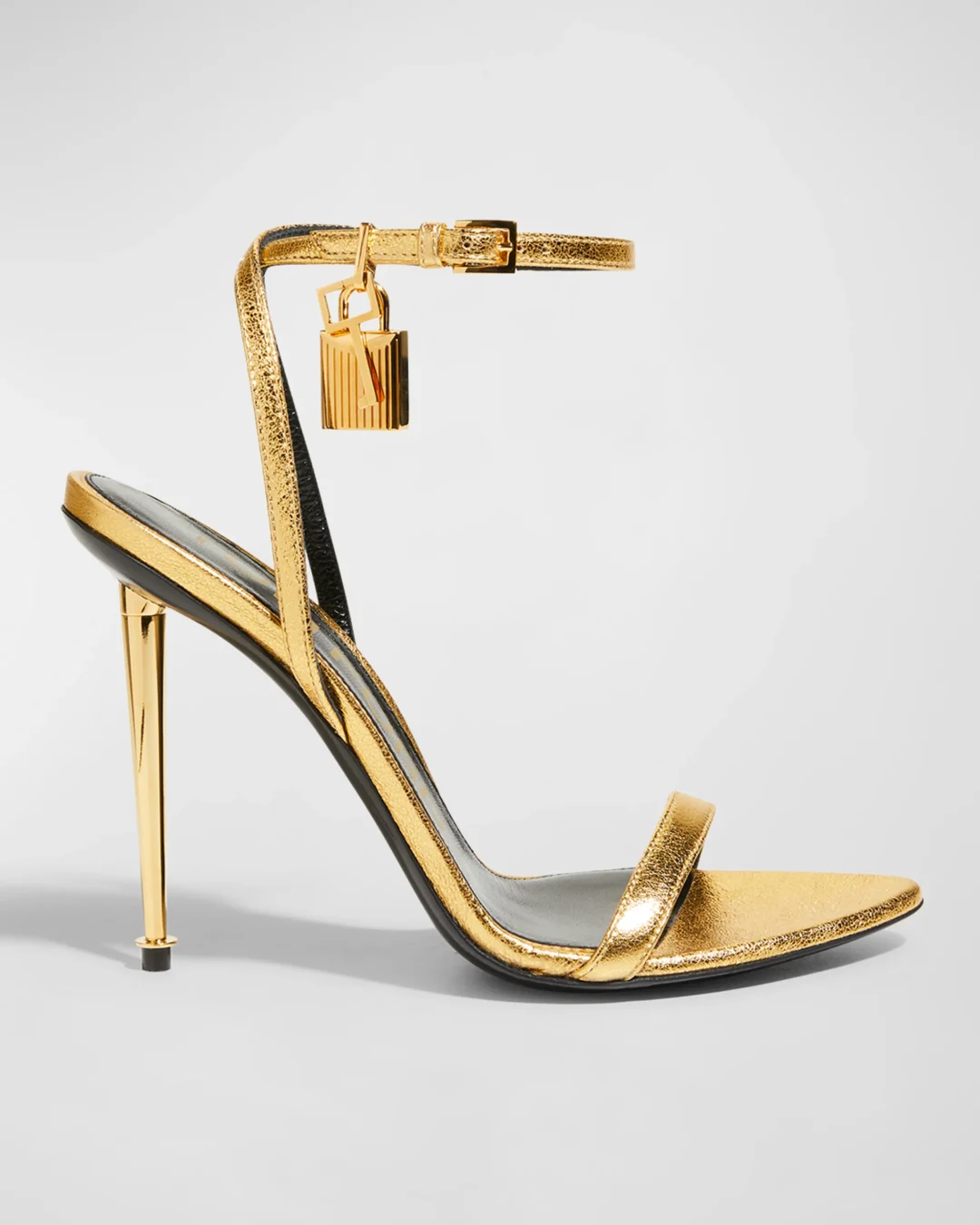Tom Ford Lock Metallic Stiletto Sandals