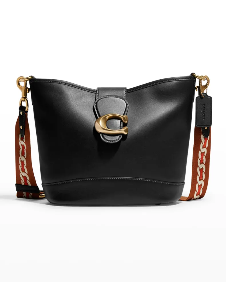 Black Coach Tabby Calf Leather Bucket Bag 