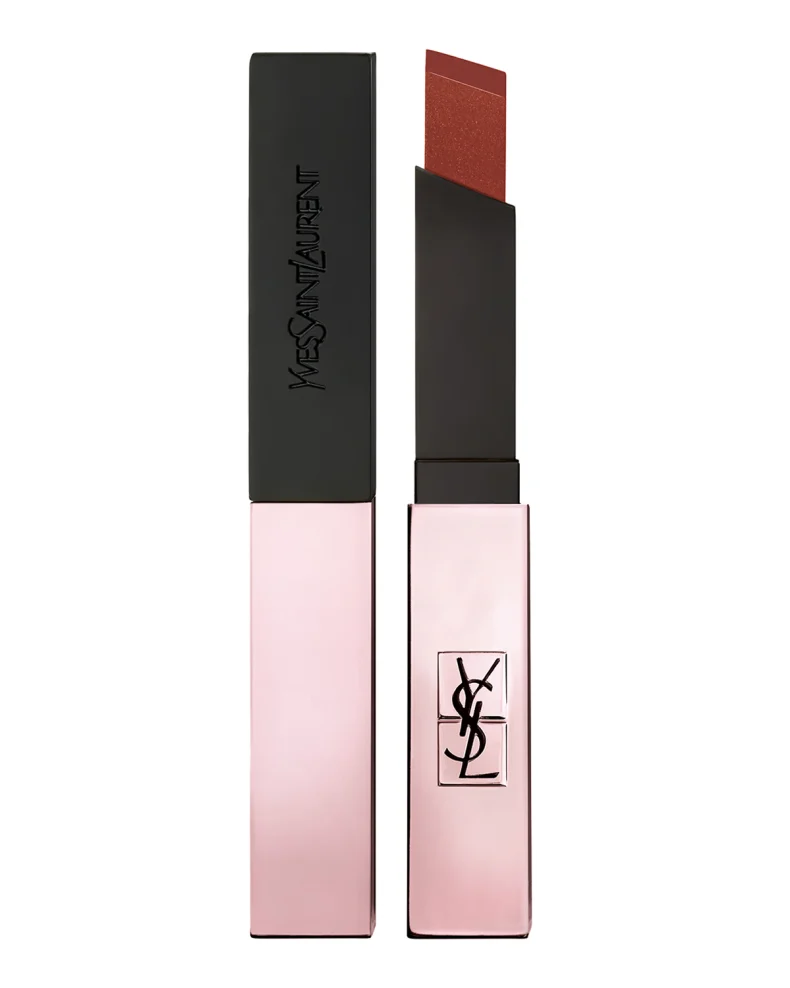 Black and pink Saint Laurent Rouge Pur Couture The Slim Glow Matte Lipstick 