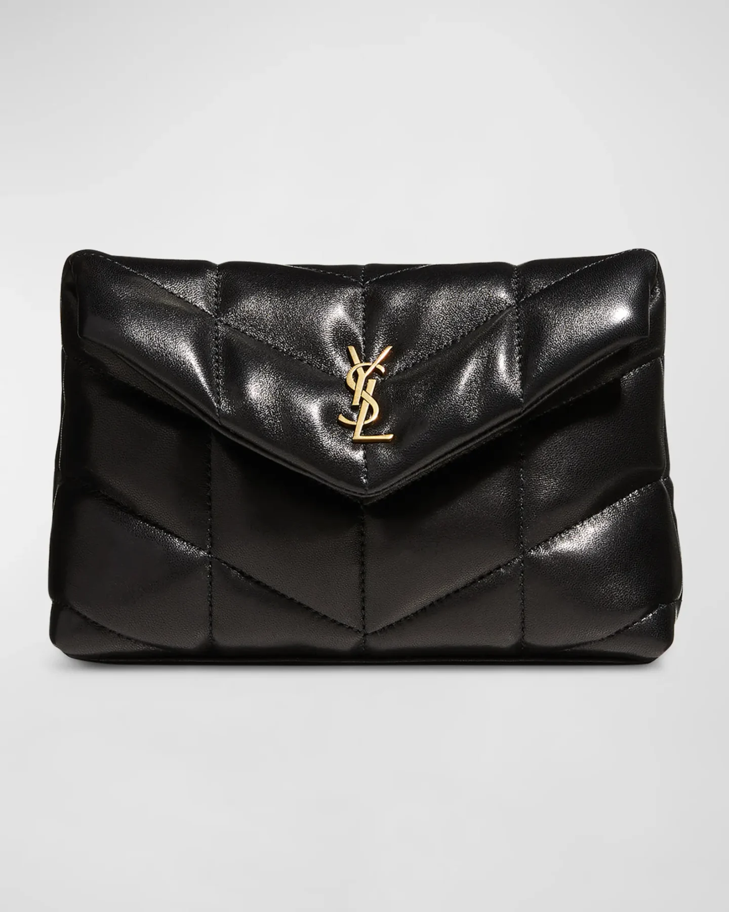 Black Saint Laurent Quilted Puffer Small Pouch