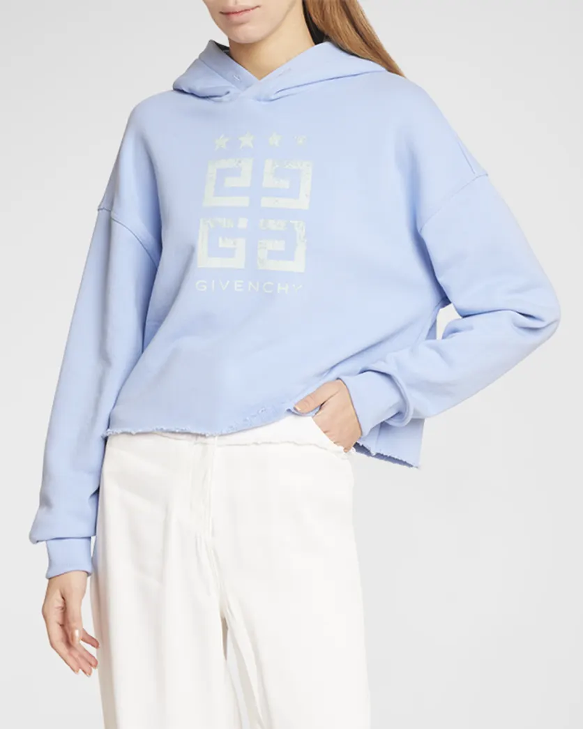 Blue and white Givenchy 4G Logo Crop Hoodie 