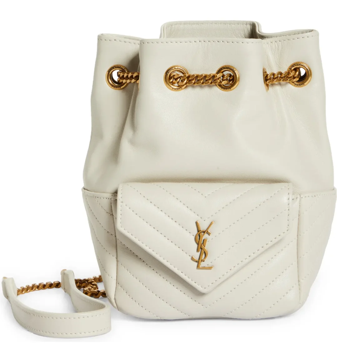 White Saint Laurent Mini Joy bucket bag