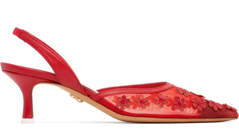 Beautiisoles Red Embellished Pointed Pumps