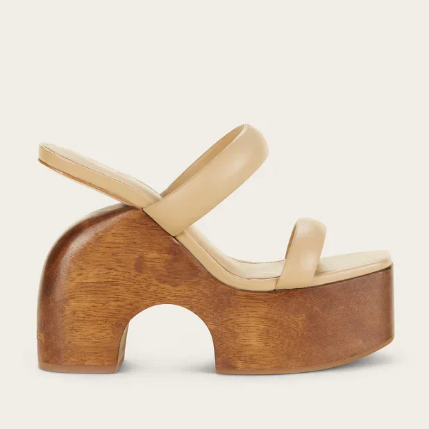 Cult Gaia Nude and Wood Lucy Platform