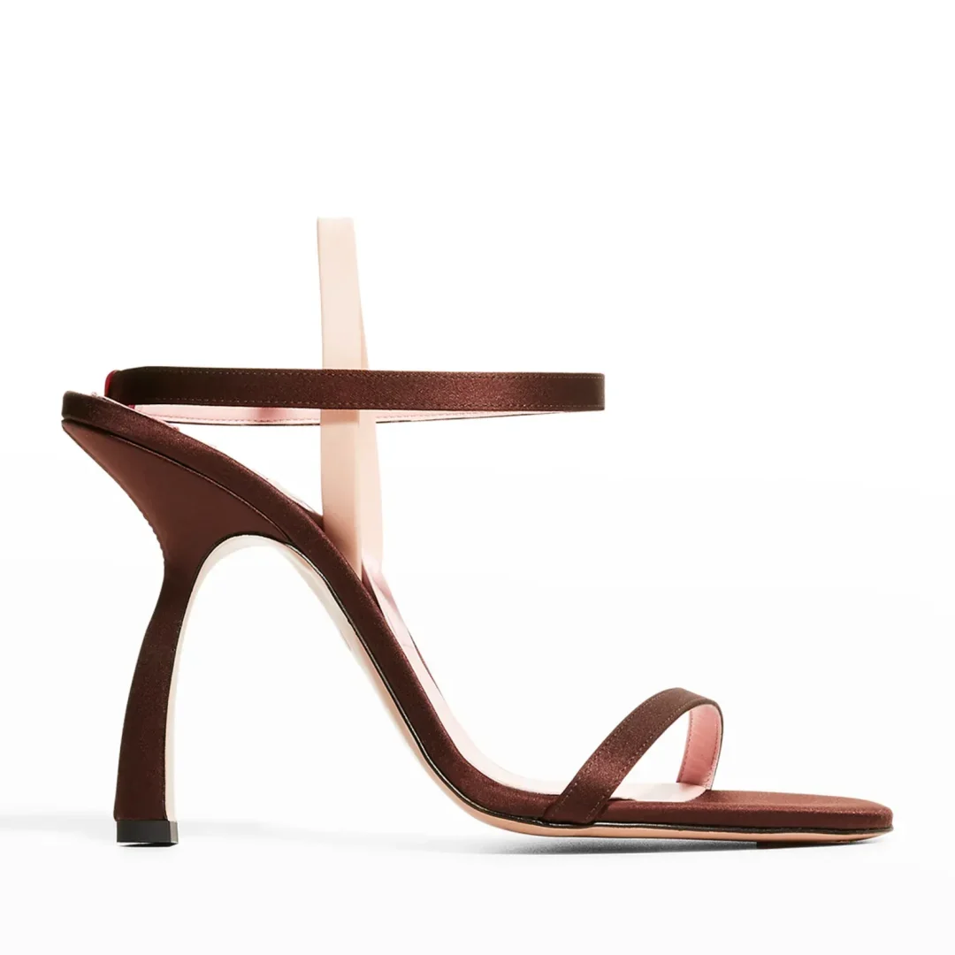 PIFERI Brown Fantasia Strappy Satin Sandals