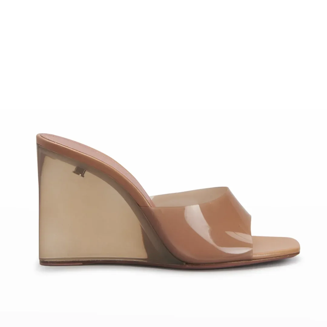 Amina Muaddi Lupita Glass-Wedge Sandals