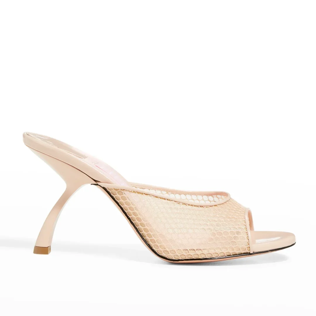 Piferi Mesh Vegan Sculptural-Heel Mules 