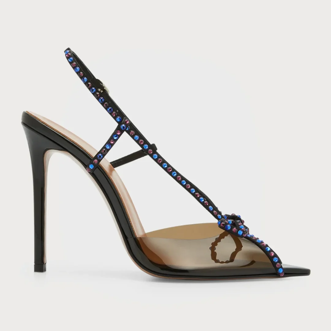 Andrea Wazen Kay Crystal Bow Slingback Pumps