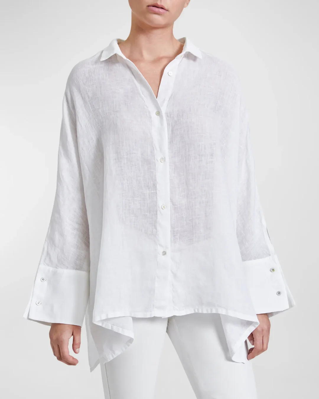 Santorelli Linen Oversized White Shirt