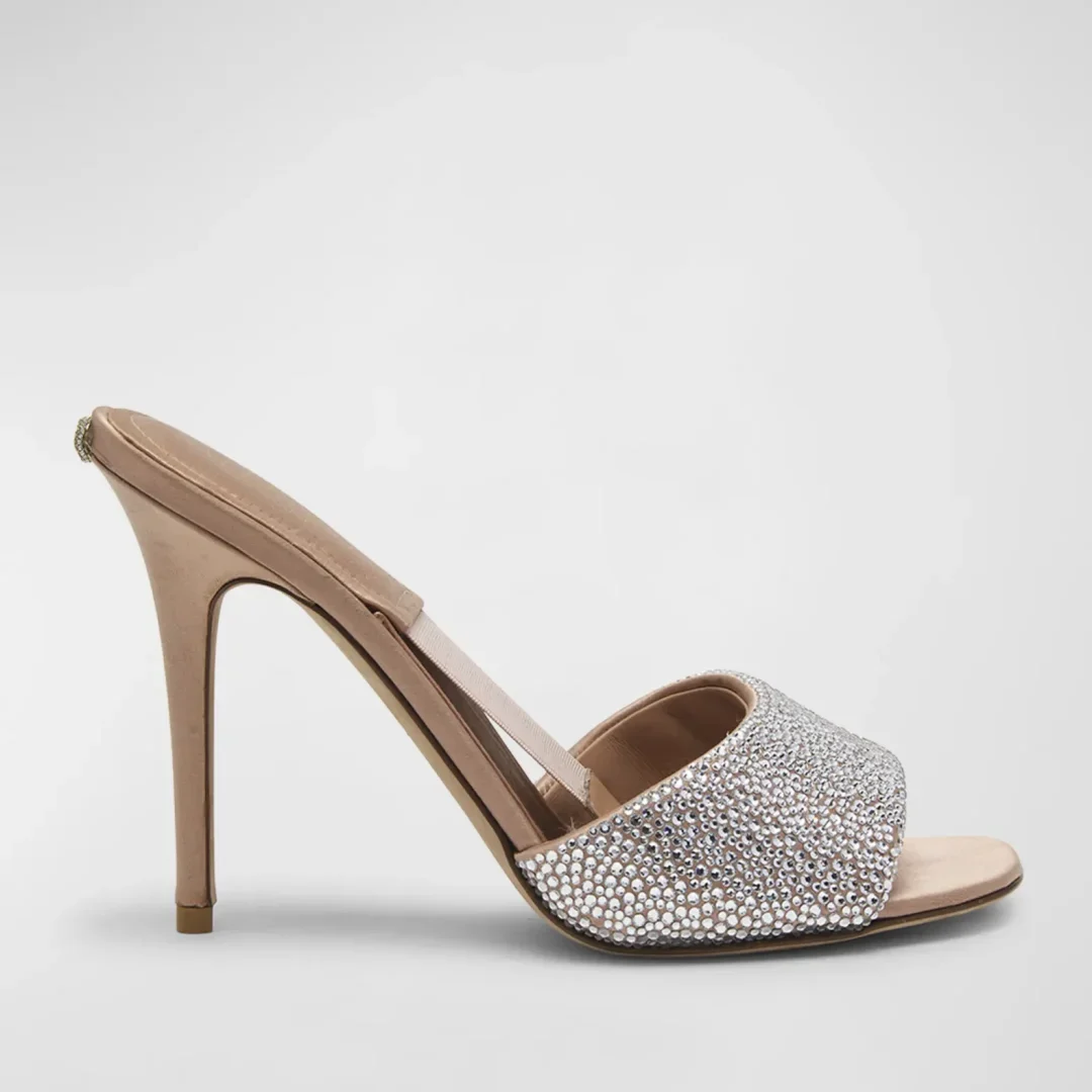 Valentino Garavani Private Crystal Satin Stiletto Mules