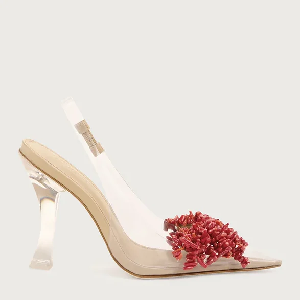Cult Gaia Bijan Slingback Heels With Coral Detail