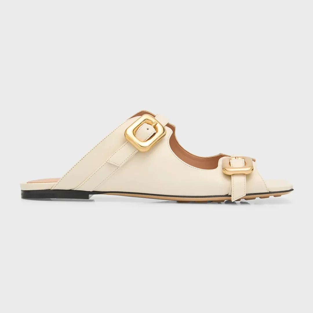 Bottega Veneta Stretch Smooth Leather Buckle Sandals