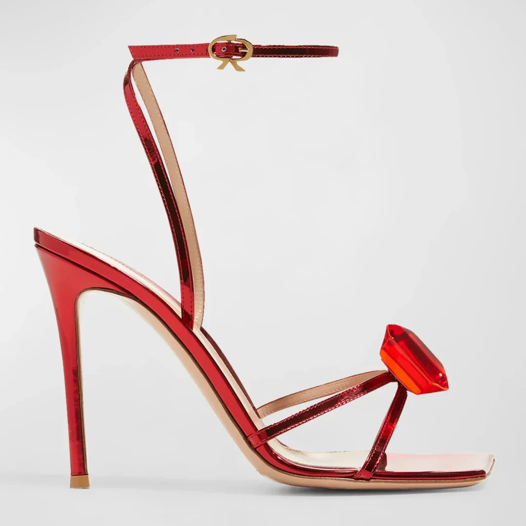 Gianvito Rossi Jaipur Metallic Jewel Ankle-Strap Sandals