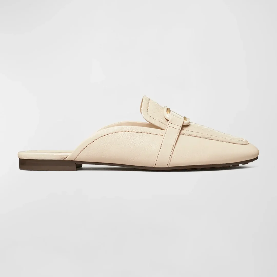 Tory Burch Georgia Snakeskin Backless Loafers