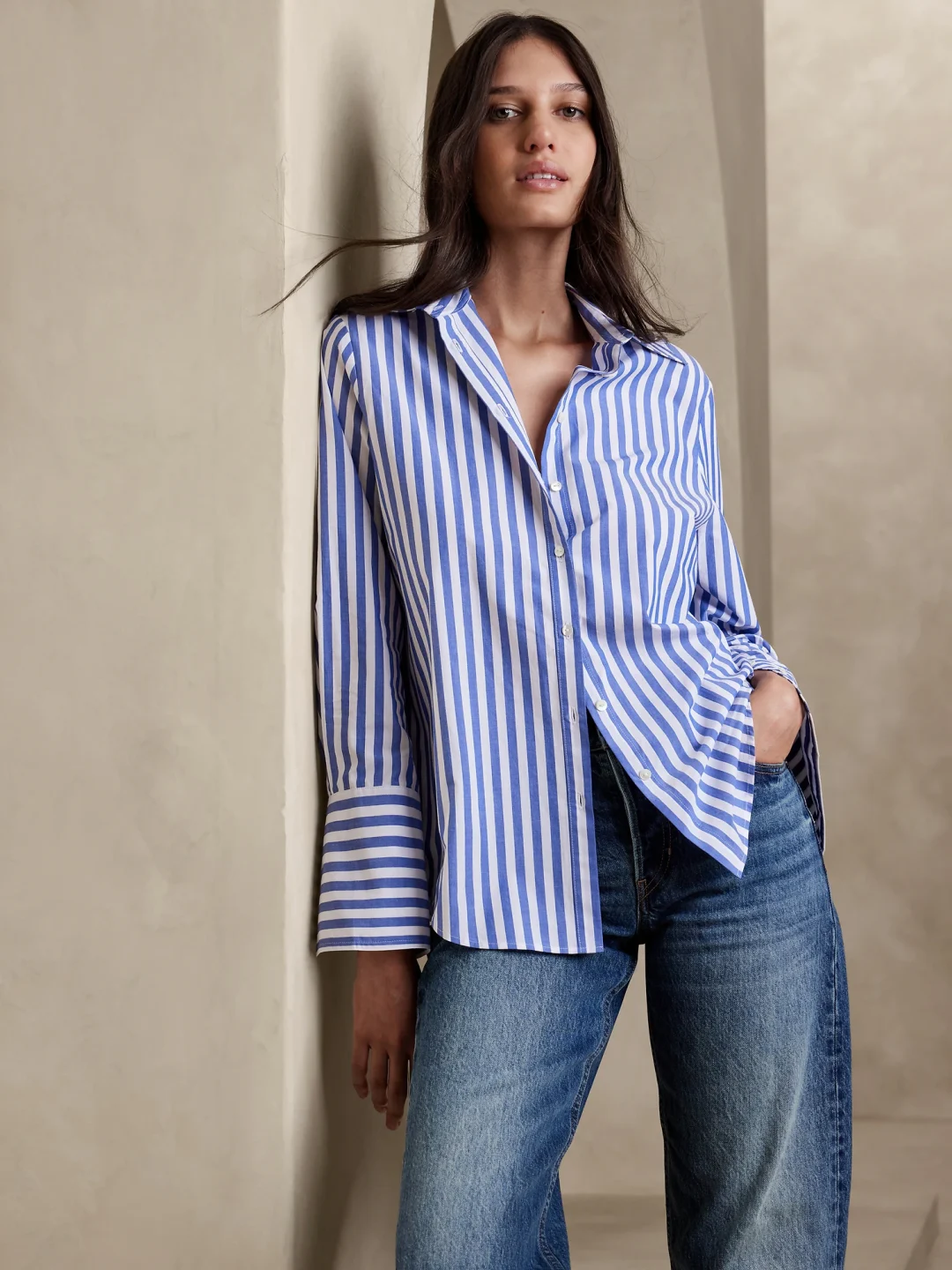 Blue striped shirt