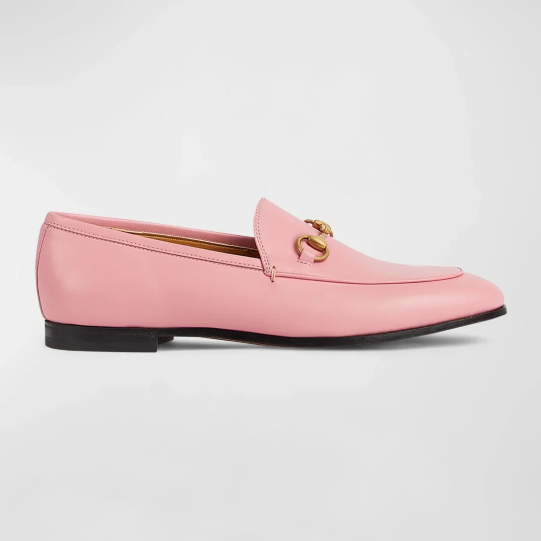 Gucci Pink Jordaan Leather Bit Loafers 